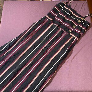 Xhilaration Striped Long Sun Dress Spaghetti Straps with Pockets - Size Medium